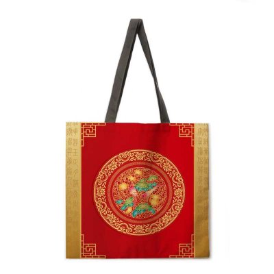 Chinskie w stylu retro w stylu drukowana torba materialowa kobiet rozrywka skladana torba na zakupy na swiezym powietrzu torba na plaze codziennie torba wypoczynkowa