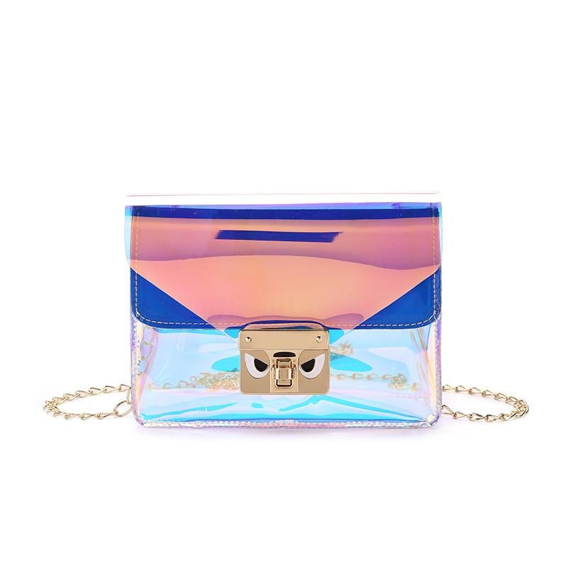 Fashion WOMEN Translucent Laser Shoulder Bag Holographic Crossbody Bags Chain Crossbody Bags Female Travel Phone Tote Handbags