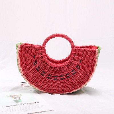 Seaside vacation beach straw bag female portable cute watermelon bag new fashion hand woven bag
