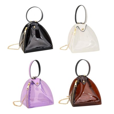 PVC Shoulder Messenger Handbags Transparent WOMEN Chain Chain Elegant Crossbody Shoulder Bag Triangle Crossbody Bags