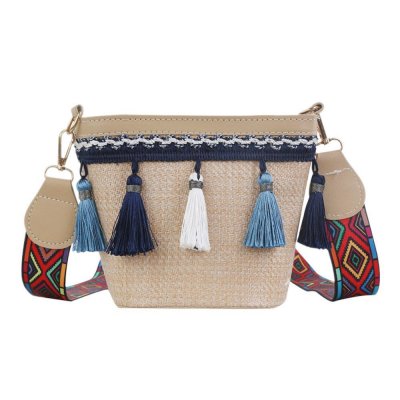 Straw Weave Shoulder Bags Fashion Crossbody Boho Tassel Messenger Bag for WOMEN Purse Travel Korean Stylefor Shopping Handbag