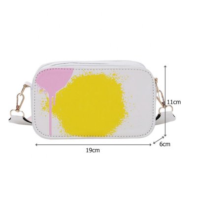 Fashion WOMEN Graffiti Crossbody Bag Casual Lady PU Leather Small  Shoulder Satchel Pouch Female Zipper Handbag Purse