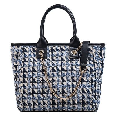 Fashion brand WOMEN 's wool style plaid handbag high quality handbag ladies shoulder bag large capacity chain handbag