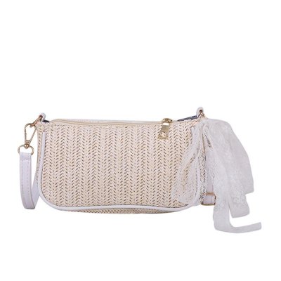 Fashion Trend WOMEN Summer Beach Bag Delicate Floral Lace Straw Woven Shoulder Crossbody Purse Handbags Holiday Gift