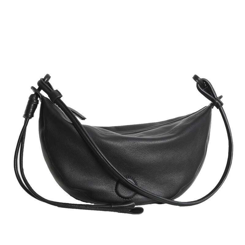 Czarne torby na ramie dla kobiet torba z prawdziwej skory przepasana Hobos projektant codzienna podroz pojedyncza torba damska Messenger